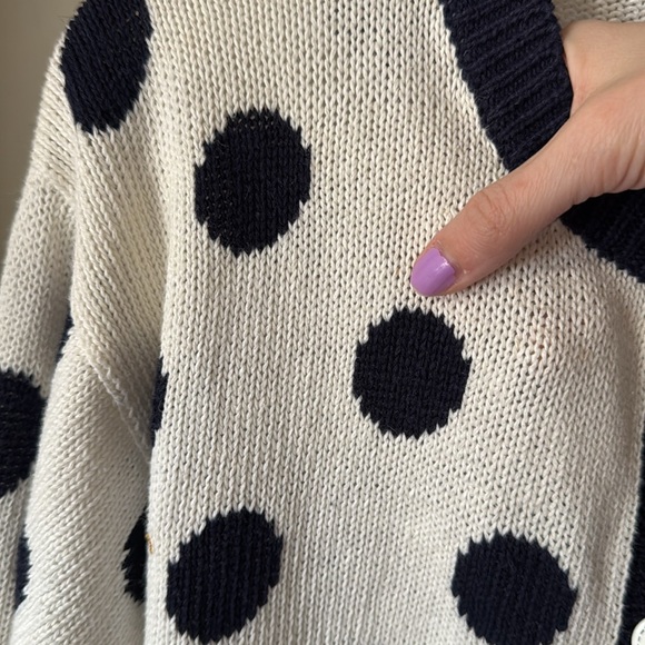 Vintage 90s Eagle’s Eye Knit Cardigan Sweater Polka Dots and Daisy - Picture 7 of 10